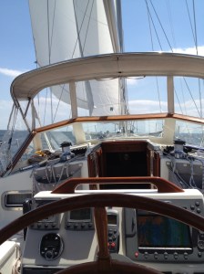 The view from the wheel during our sail to Solomons Island, MD