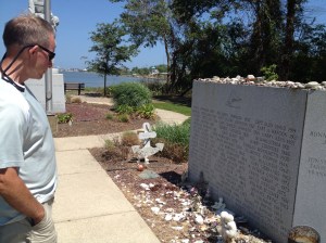 Frank showing me the names of the friends and co-workers lost at see while fishing . . . themain reason he got out of the business