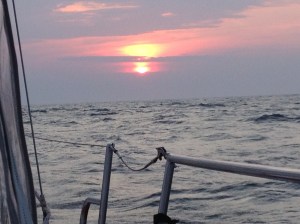 Sunrise in the open waters.