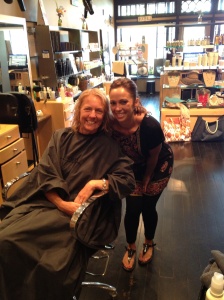Rachel was a sweetheart! It's only fair that I get a picture in the midst of getting my hair done, too. 