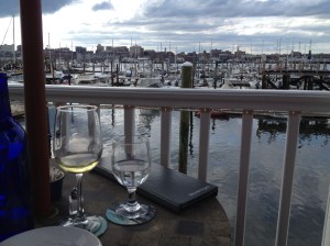 The view from the restaurant: sitting in South Portland looking across to Portland