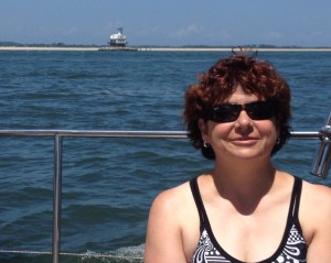Caroline looking content during a day sail in the bay.