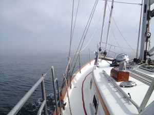 And here we are leaving Block Island . . . hopefully through the jetty . . . I can't see!