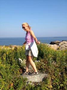 Ems trying not to fall off the rocks while while posing for a picture. 