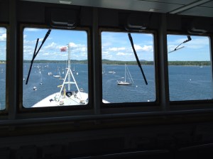 Here's the view looking down at Eleanor Q from the bridge of the State of Maine
