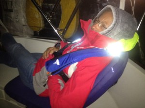 Well I WAS sleeping until the flash went off in my face, thank you very much. A most cruel man he is. (I guess I had it coming to me . . . I've taken some pretty mean pictures of him at times.) 