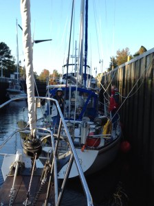 Driving into the locks. . . 