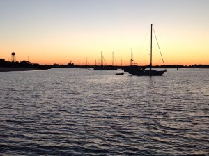 Anchored up in Cape May with many other boats heading south.