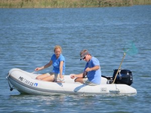 Here we are casting our crab line apparatus. Very high tech!