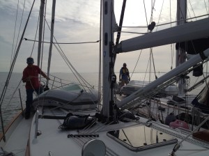 Our southbound team rafted up close to St. Simons Sound to prepare for an opportunity to go offshore at last!