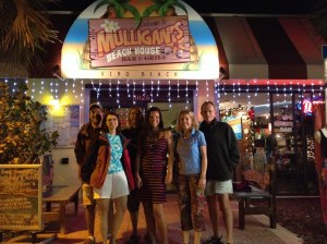 The crews of Eleanor Q, Magnolia and Journey out to dinner in Vero Beach