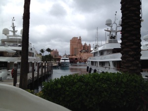 Mega Yachts in the marina at the Atlantis. 
