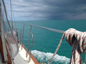 We were lucky to dodge a few squalls in the area as we made our way across the Sea of Abaco and away from Spanish Cay.