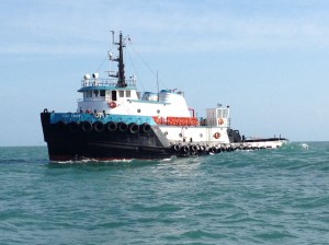And then dodging a tug boat pulling a barge as we race him tot eh Ft. Pierce inlet. We were determined not to get stuck behind him at the inlet and he was very accommodating. 