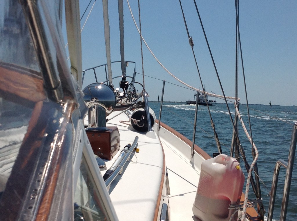 We knew the entrance was a little tricky. Problem solved - follow the ferry in!