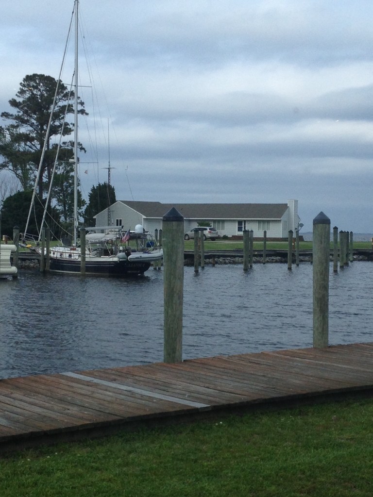 Looking from the gas station and convenience across to Eleanor Q in her slip close to Ms. Wanda's house. 