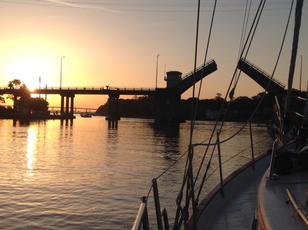 A bridge opening at sunrise. We've had very early starts lately!