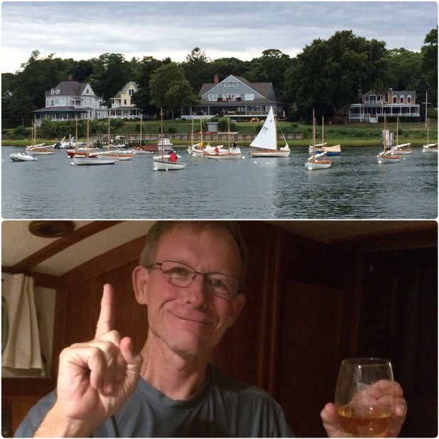 Winners again! Frank sipping a little Jamesons out of his new wine glass trophy! They were first in a field of 25.