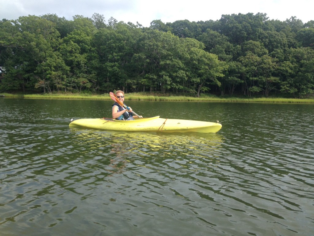 The four of us kayaked in one of the creeks . . . even harvested a mussel or two.