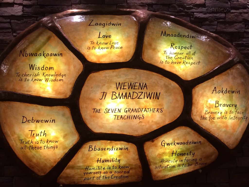 This is on the wall on the main level. I like the First Nation influence in the place! Very spiritual.